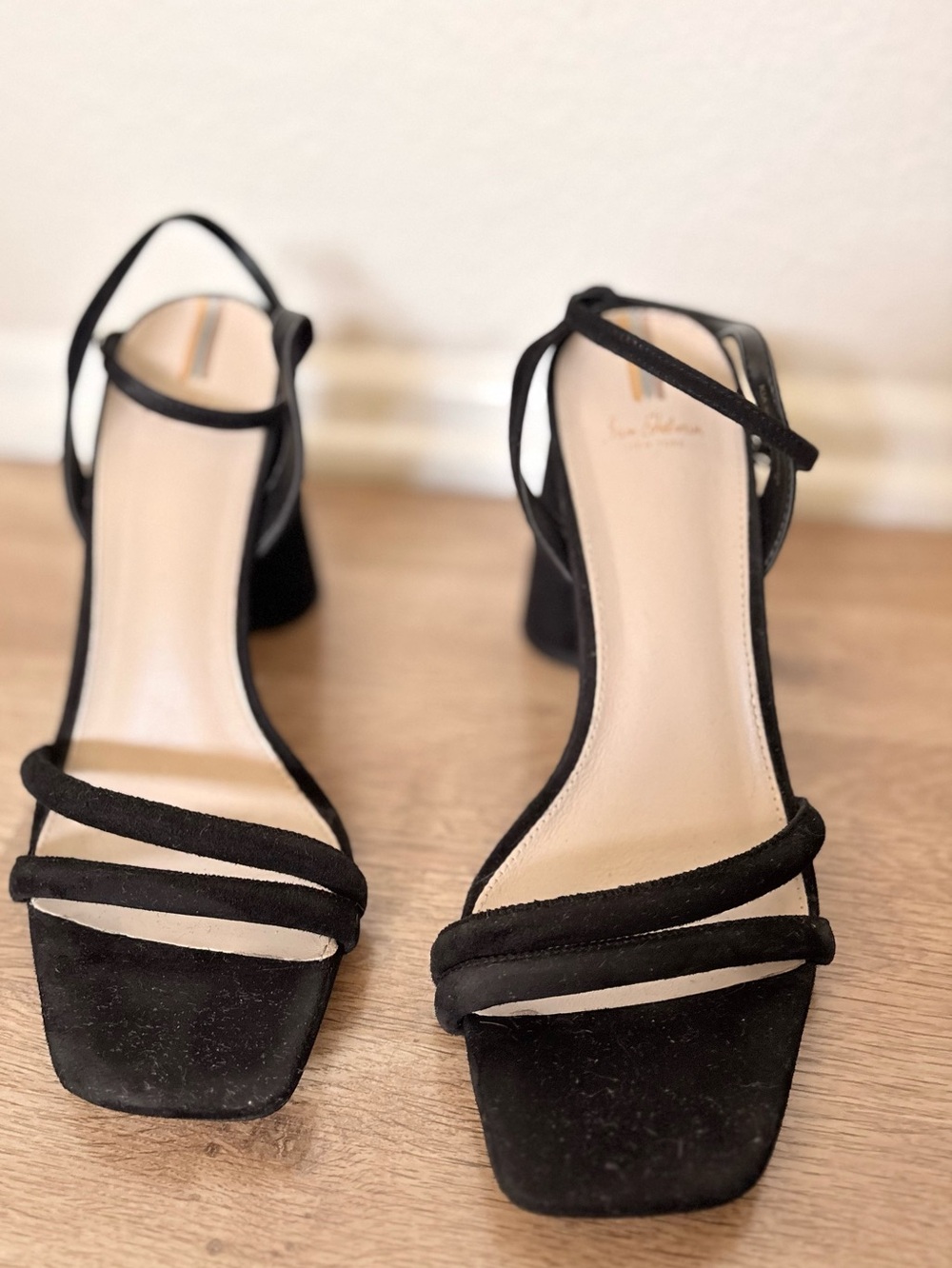 Sam Edelman Black Suede Strappy Block Heel Sandals - 10M